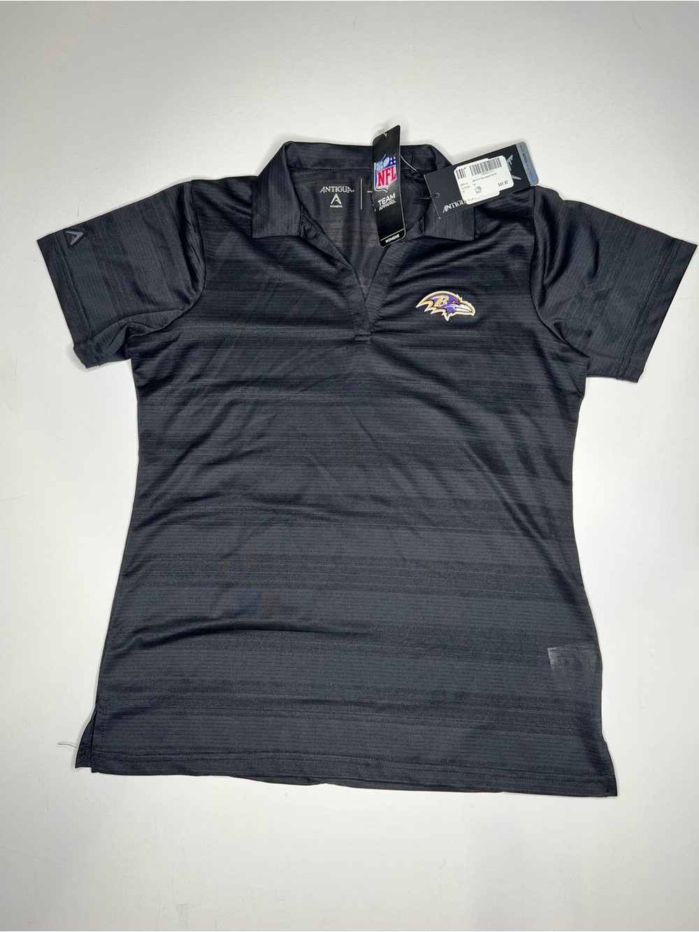 Antigua Black Baltimore Ravens Women's Short Sleeve Polo